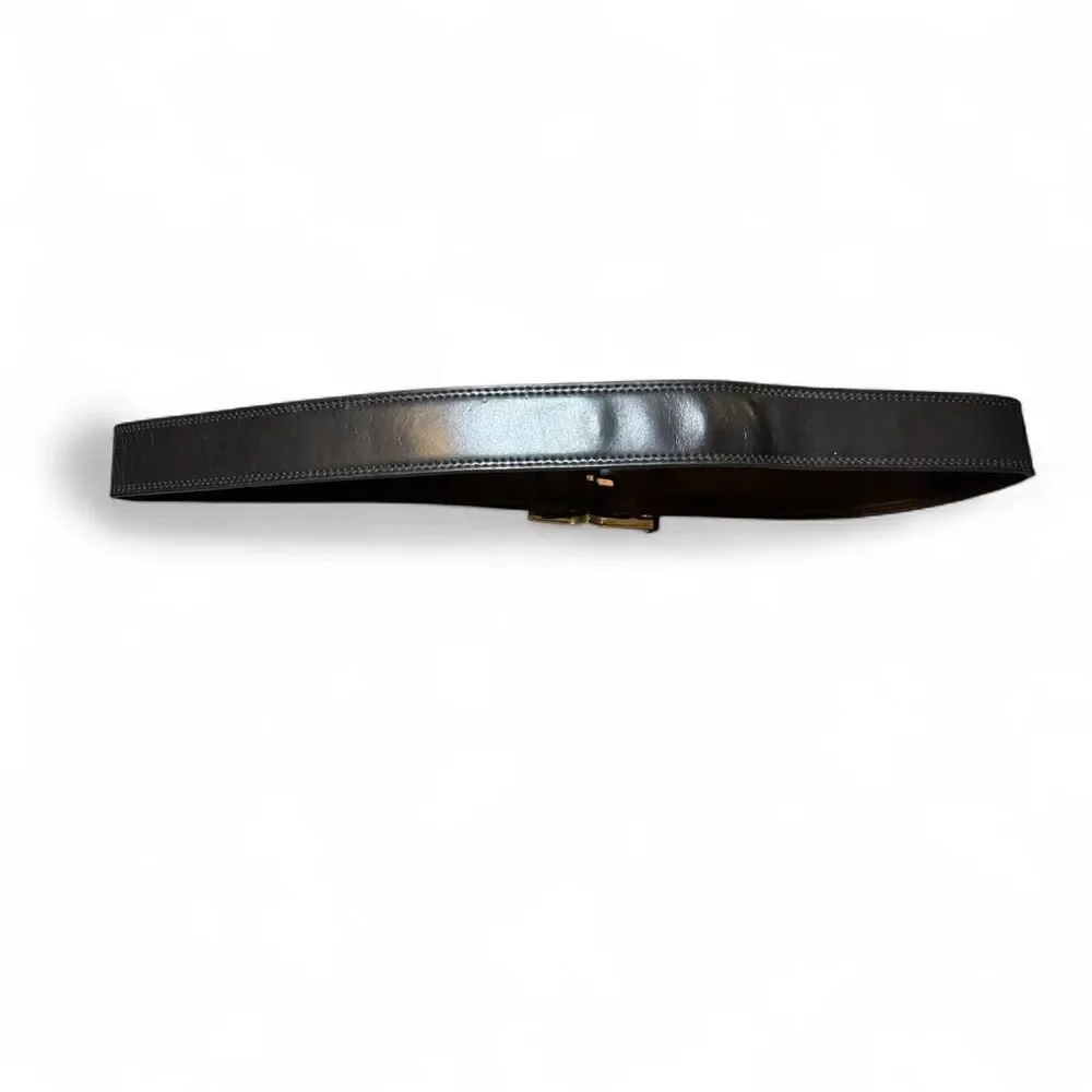 Men’s Size 36 Genuine Leather Reversible Black Brown Belt Silver Buckle